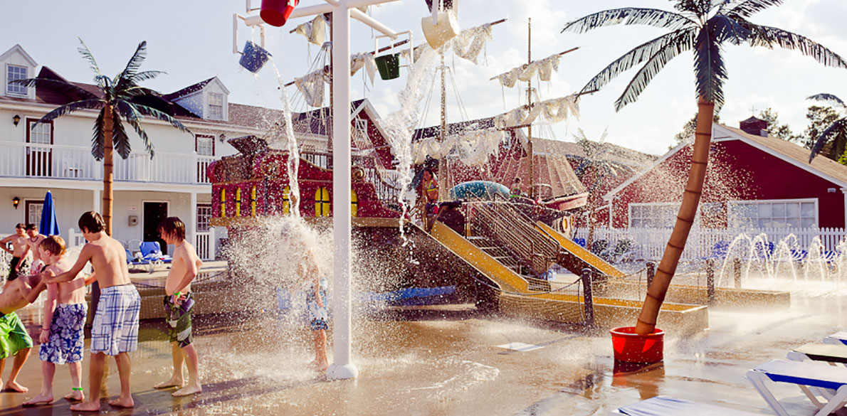 Kids in fountain