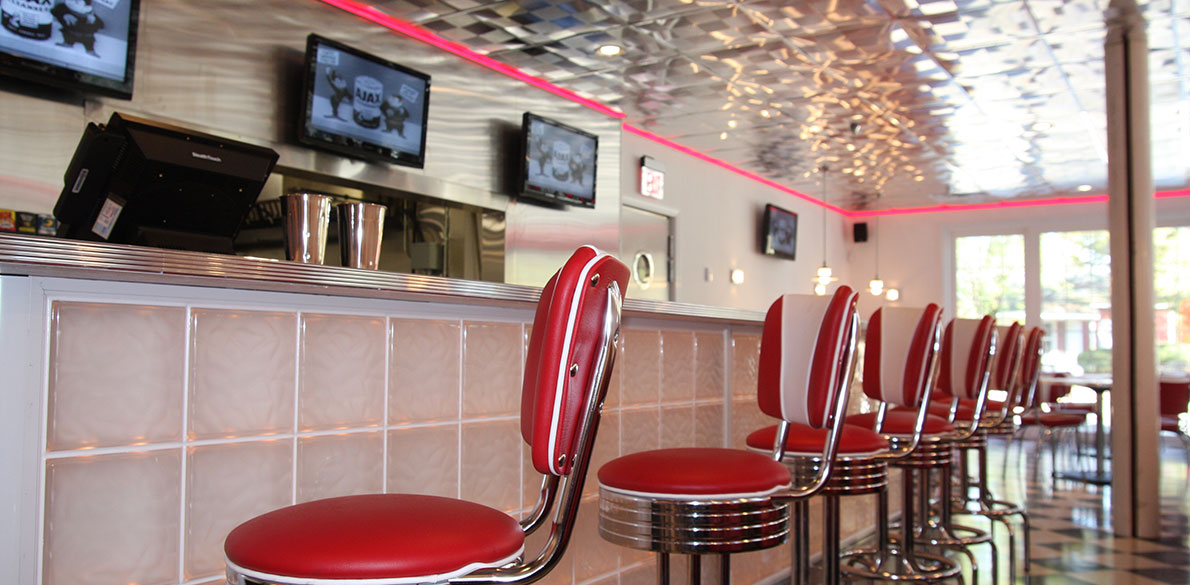 Bar stools in diner